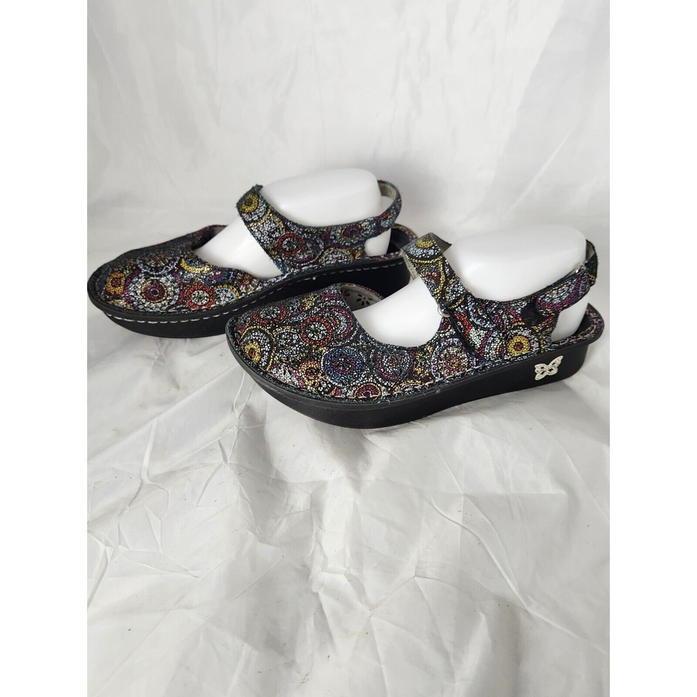 Alegria Jemma Leather Mary Jane Multicolor ‎ laser Cut Out Clogs Shoes EU 37